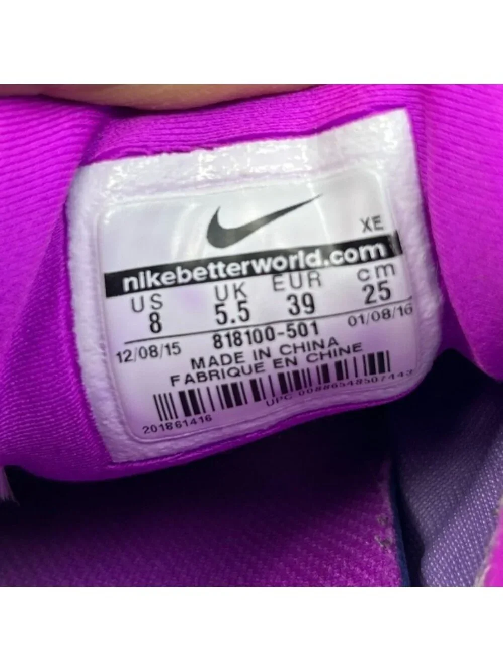 Nike Air Zoom Vomero 11 Women's Size 8 Hyper Violet Blue Running Shoes 818100-50